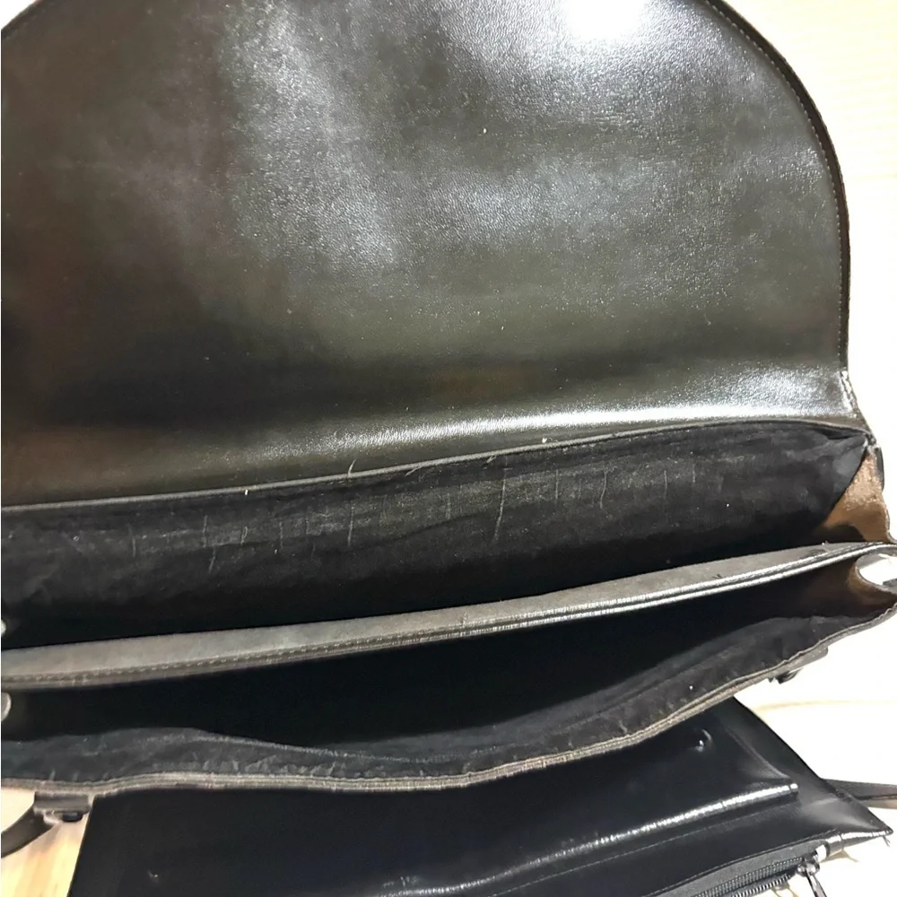 Vintage Black Leather Messenger Bag